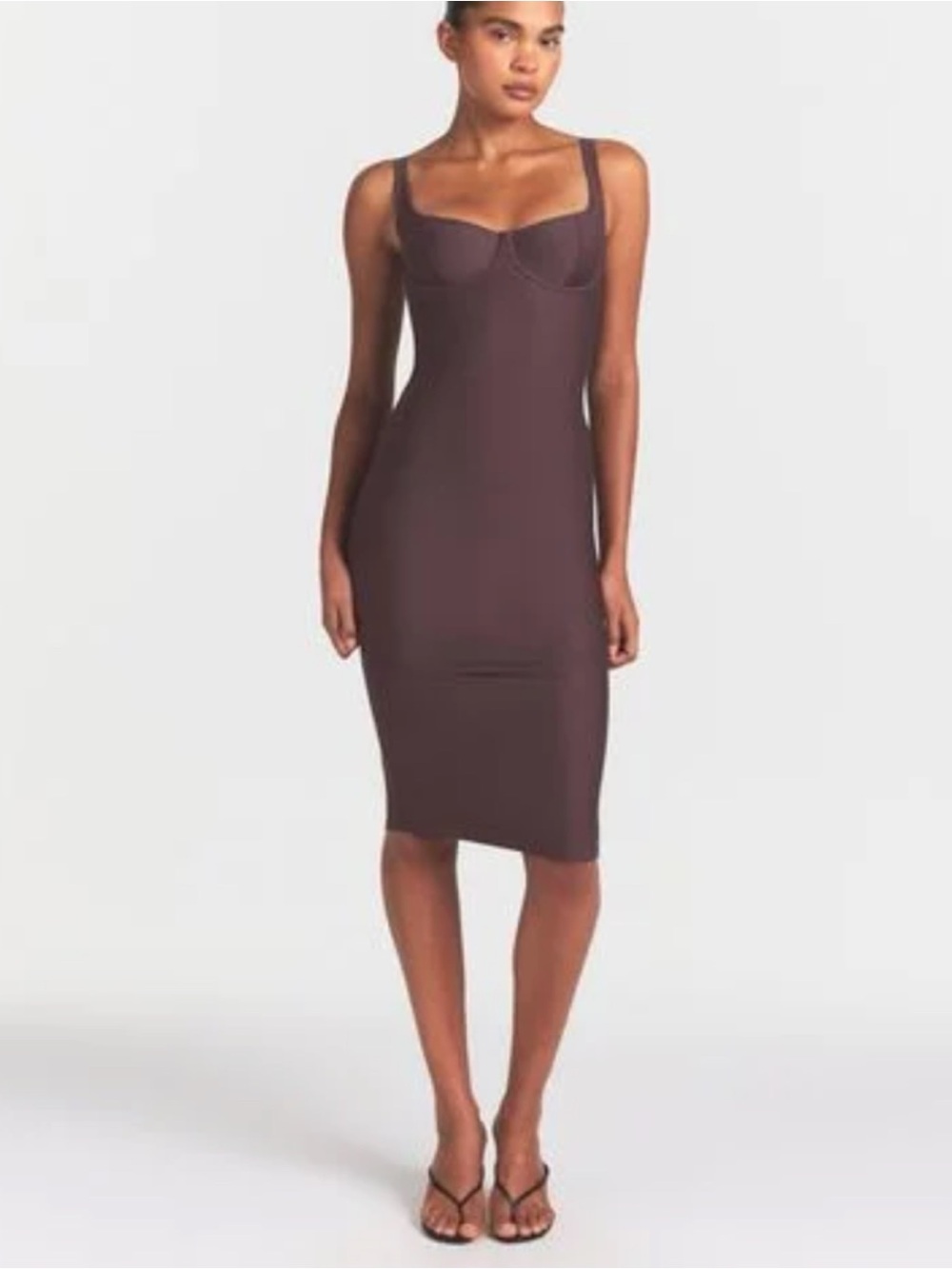 SKIMS Brown Sleeveless Bodycon Midi Dress